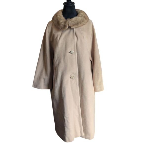 Vintage Union Made Marie Antoinette Austin 100% Cashmere Coat with Genuine Mink - Picture 1 of 9